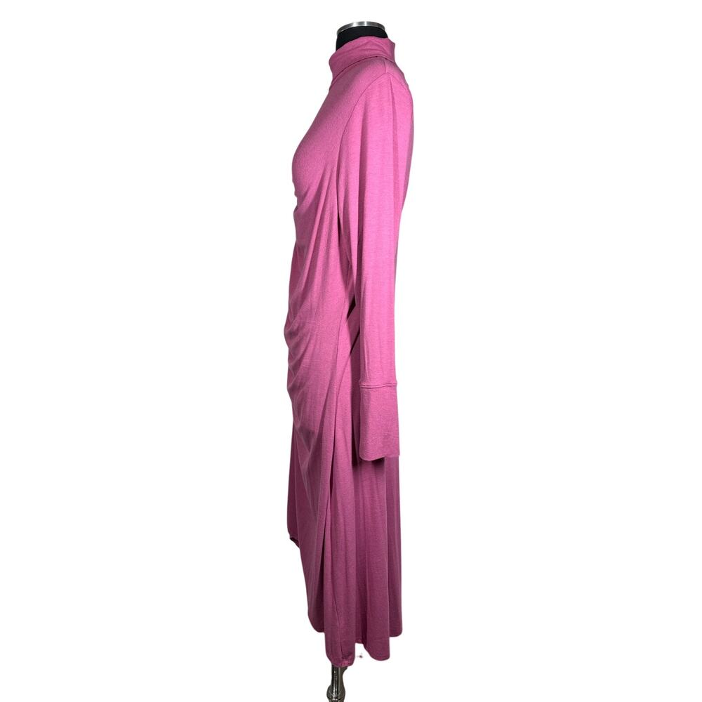 Daily Practice by Anthropologie Ruched Midi Dress Pink Jersey Knit Sz 1X Casual - Picture 5 of 11